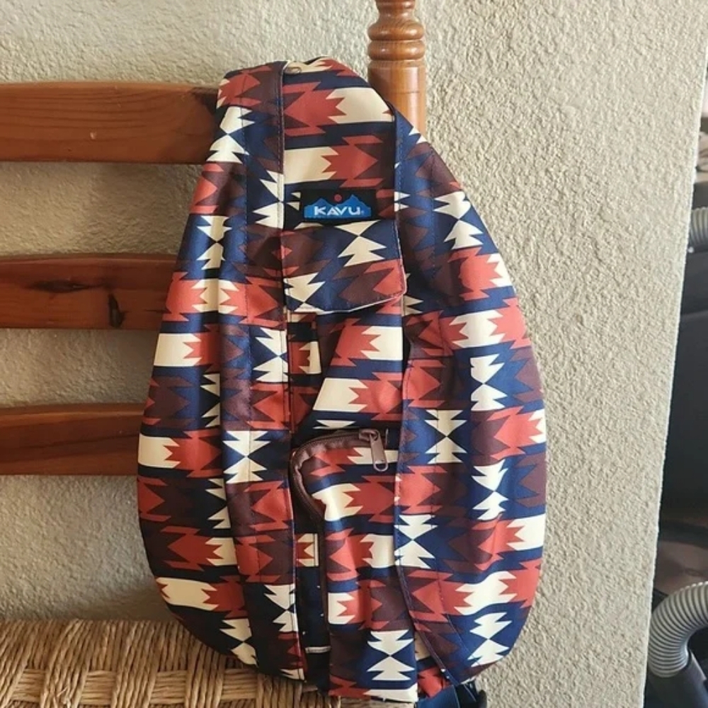 Kavu NWT Women's Red/Navy/Brown/Cream Sedona Range Rope Sling Bag